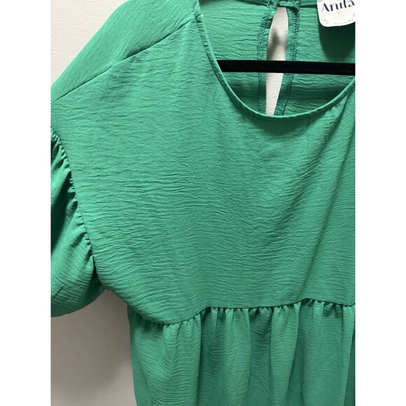 Arula Leah Puff Sleeve Mini Dress Kelly Green Size X - Picture 3 of 6